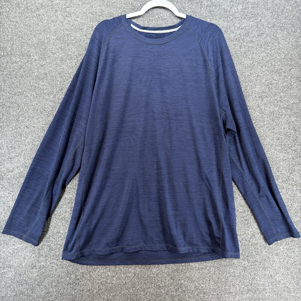 Tommy Bahama Shirt Mens 2XL Islandzone Blue Leaf Print Long Sleeve Performance